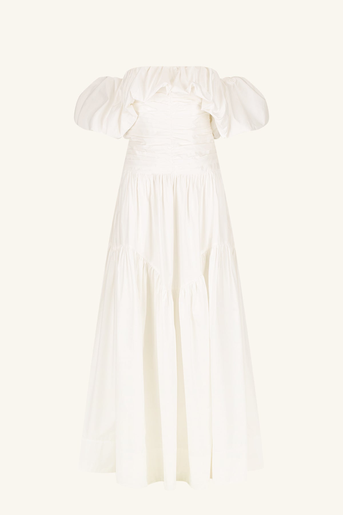 MAIORI OFF SHOULDER RUCHED BODICE MAXI DRESS - IVORY