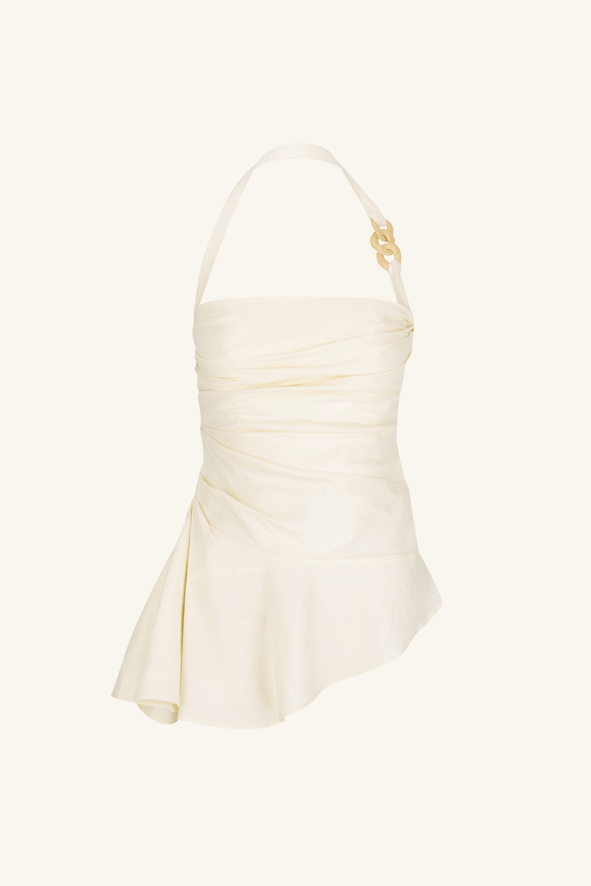 HADLEY DRAPED HALTER TOP - CHALK