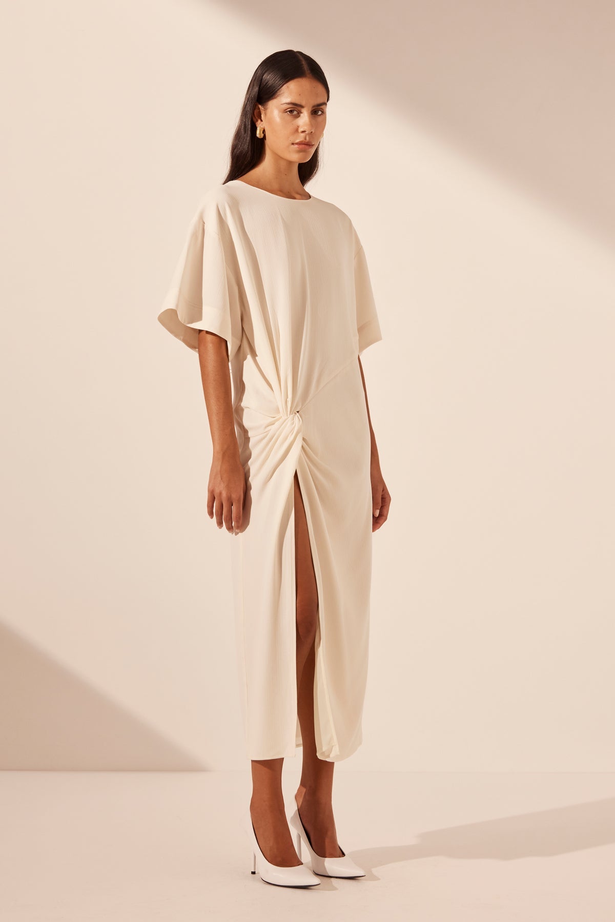 ILIAD T SHIRT MIDI DRESS - RICE