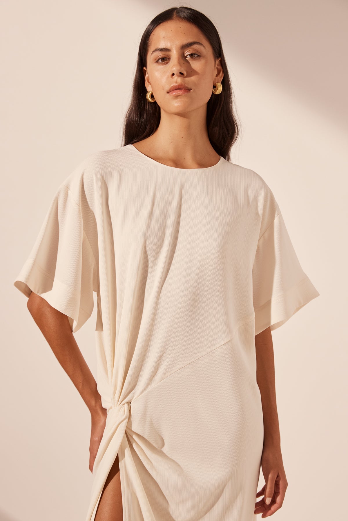ILIAD T SHIRT MIDI DRESS - RICE