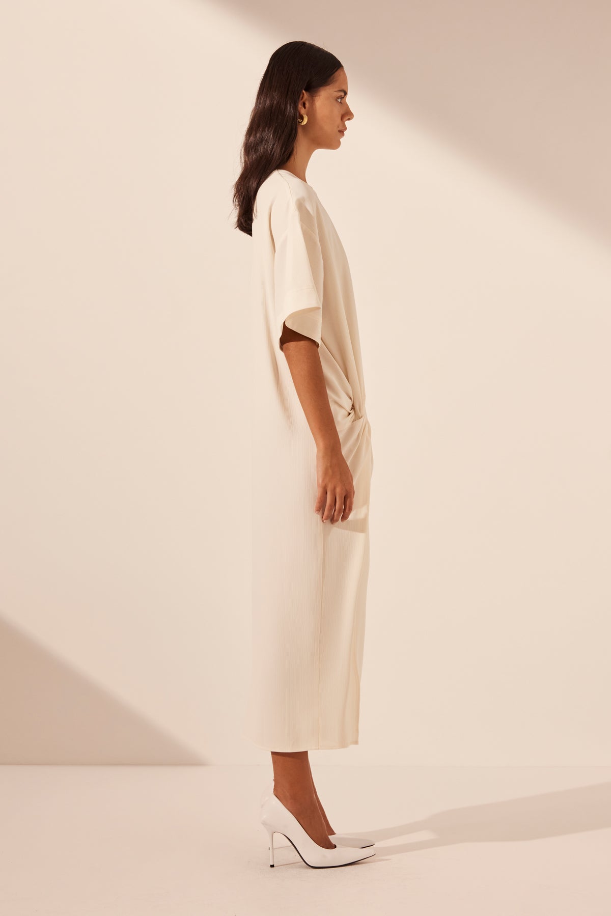 ILIAD T SHIRT MIDI DRESS - RICE