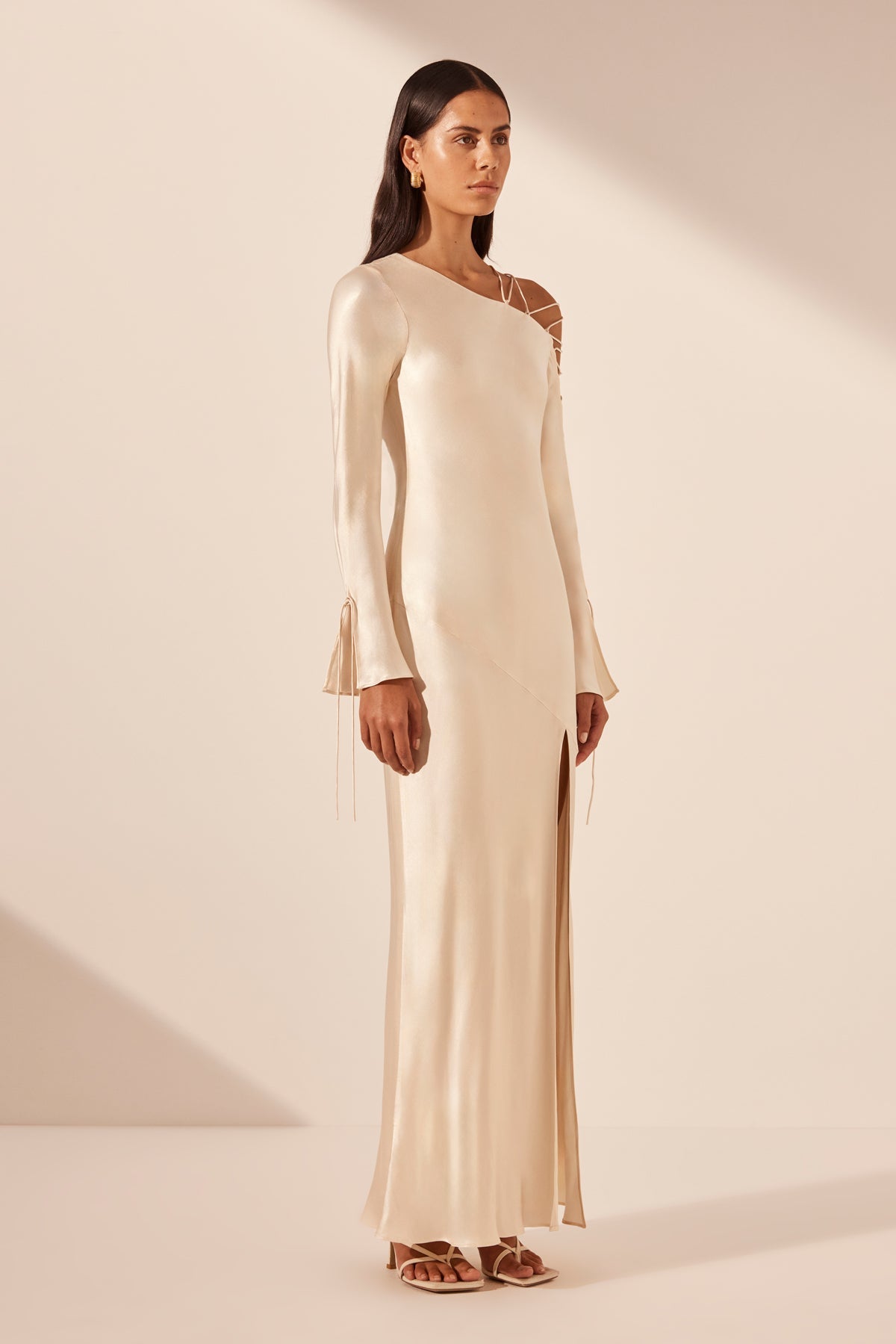 NORA LACE DETAIL MAXI DRESS - CREAM