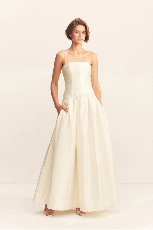 LUCERO SILK PANELLED MAXI DRESS - IVORY
