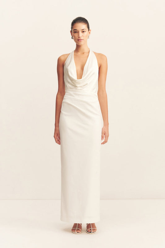 LUMINA CONTRAST COWL NECK MAXI DRESS