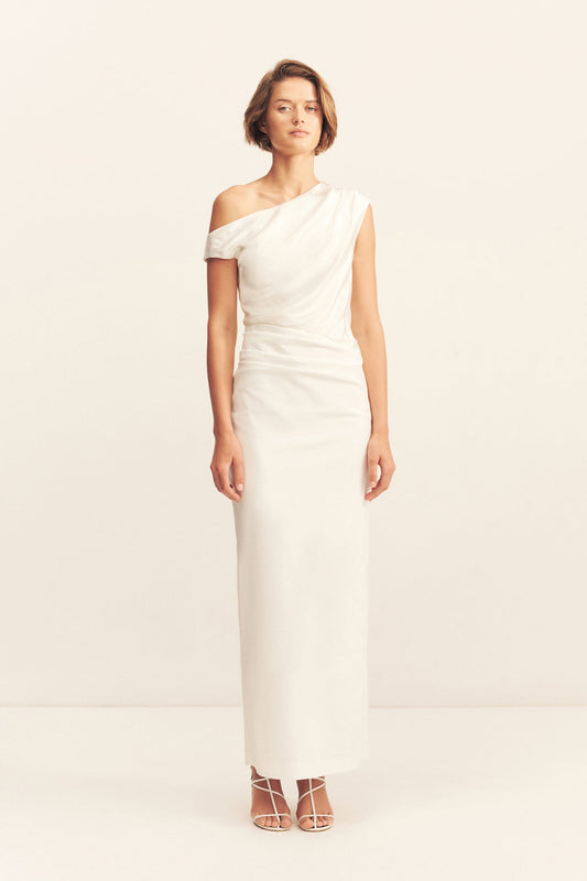 LUMINA CONTRAST DRAPED MAXI DRESS