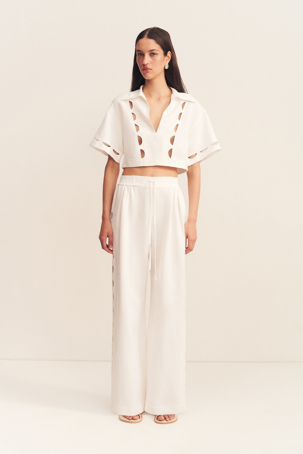 BIRDIE SCALLOP PANT - IVORY