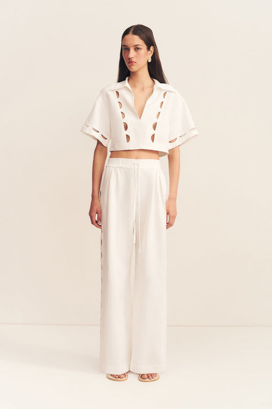 BIRDIE SCALLOP PANT - IVORY