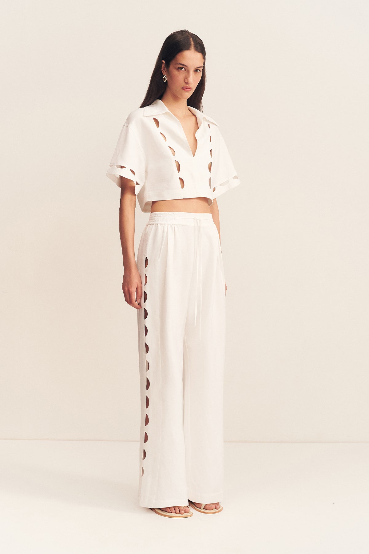 BIRDIE SCALLOP PANT - IVORY