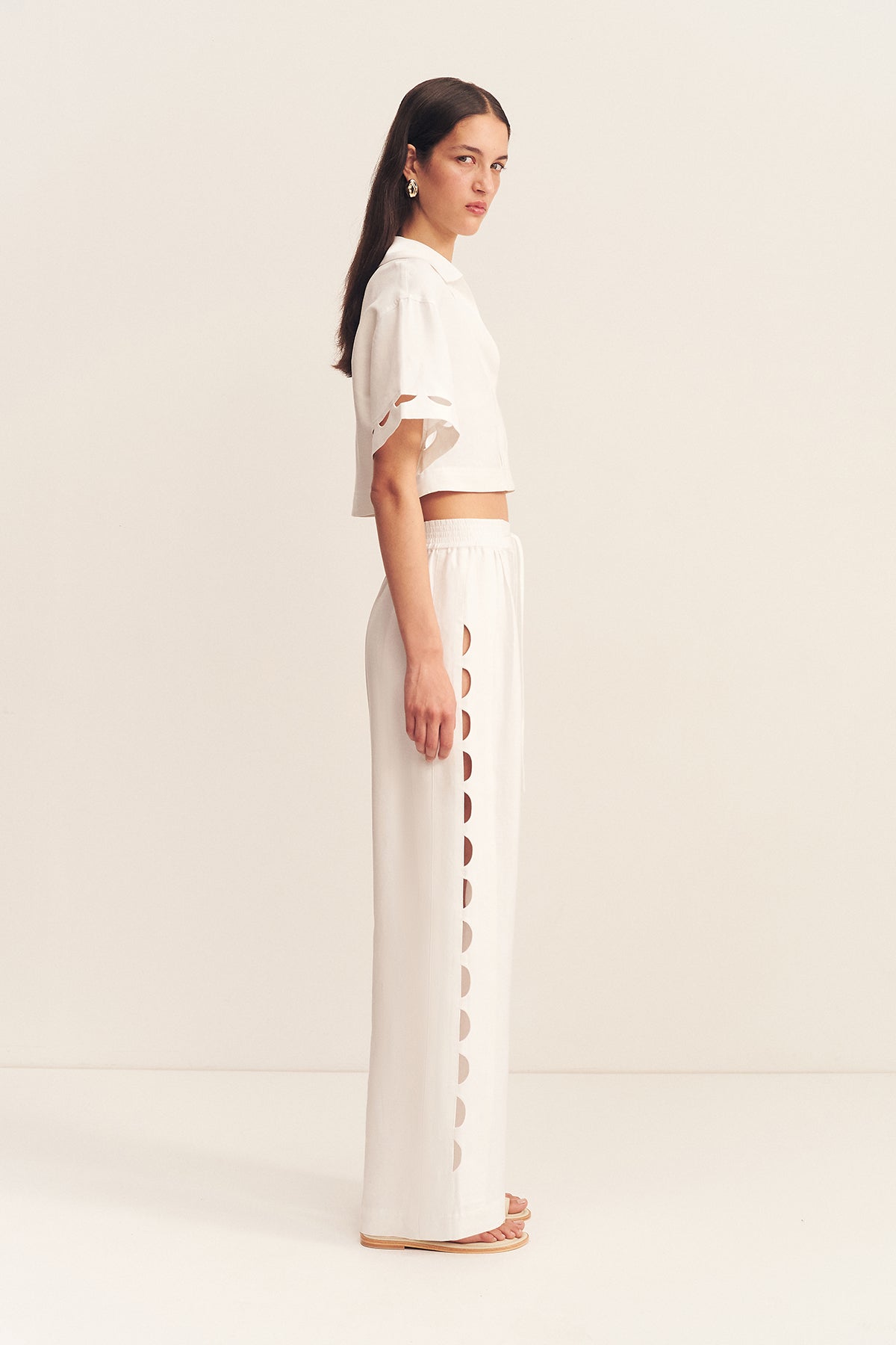 BIRDIE SCALLOP PANT - IVORY