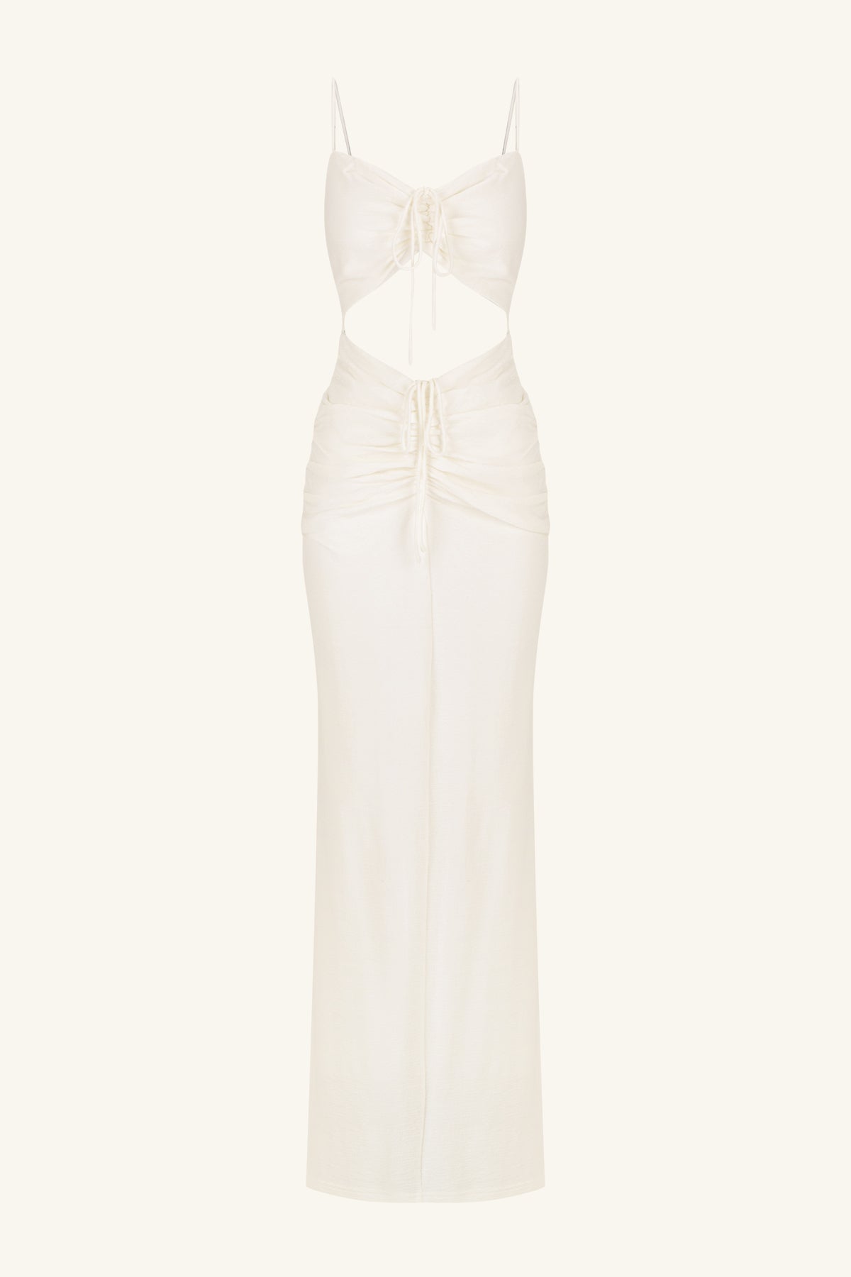 BEAU SLEEVELESS DRAWSTRING MAXI DRESS - IVORY