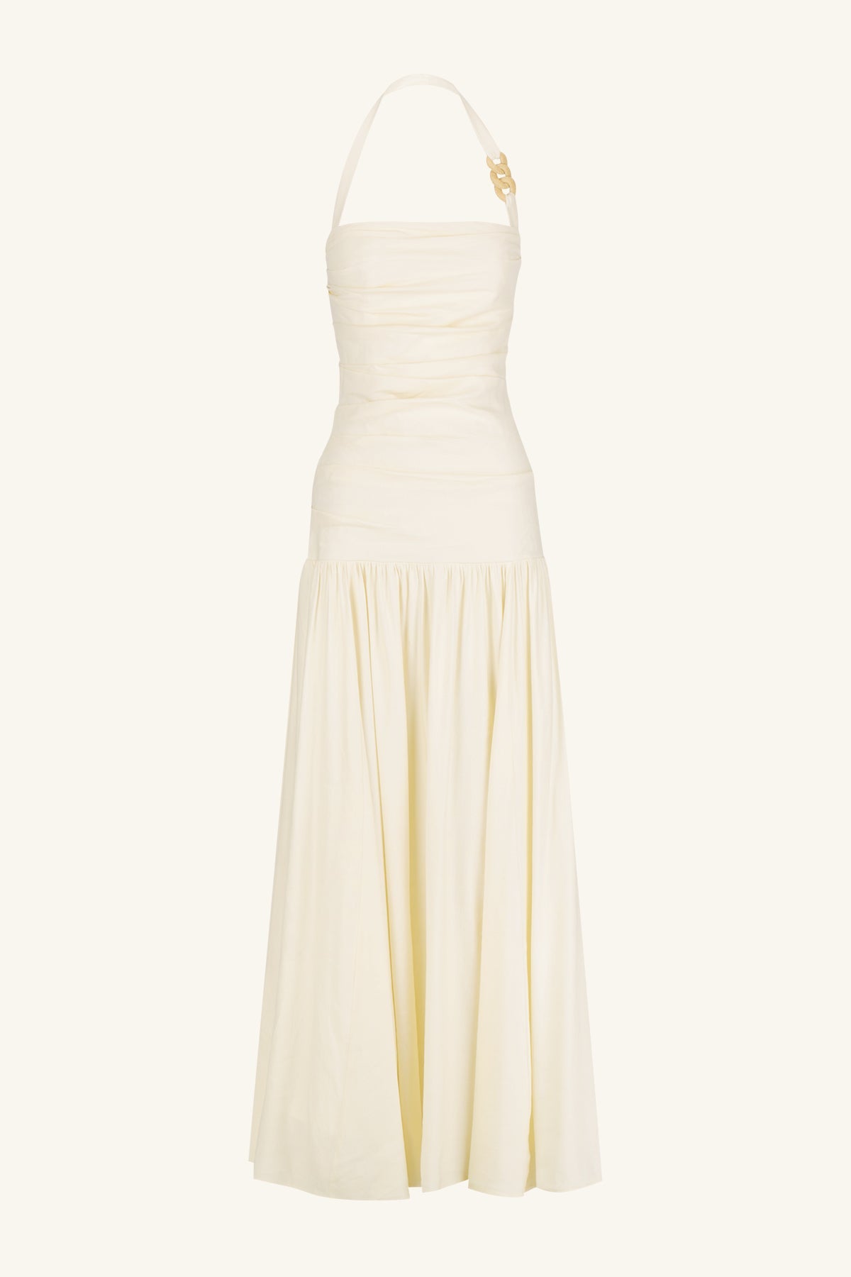 HADLEY DRAPED HALTER NECK MAXI DRESS - CHALK